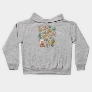 The Desert Sunflowers | Dinosaur Skull Southwest Art Kids Hoodie